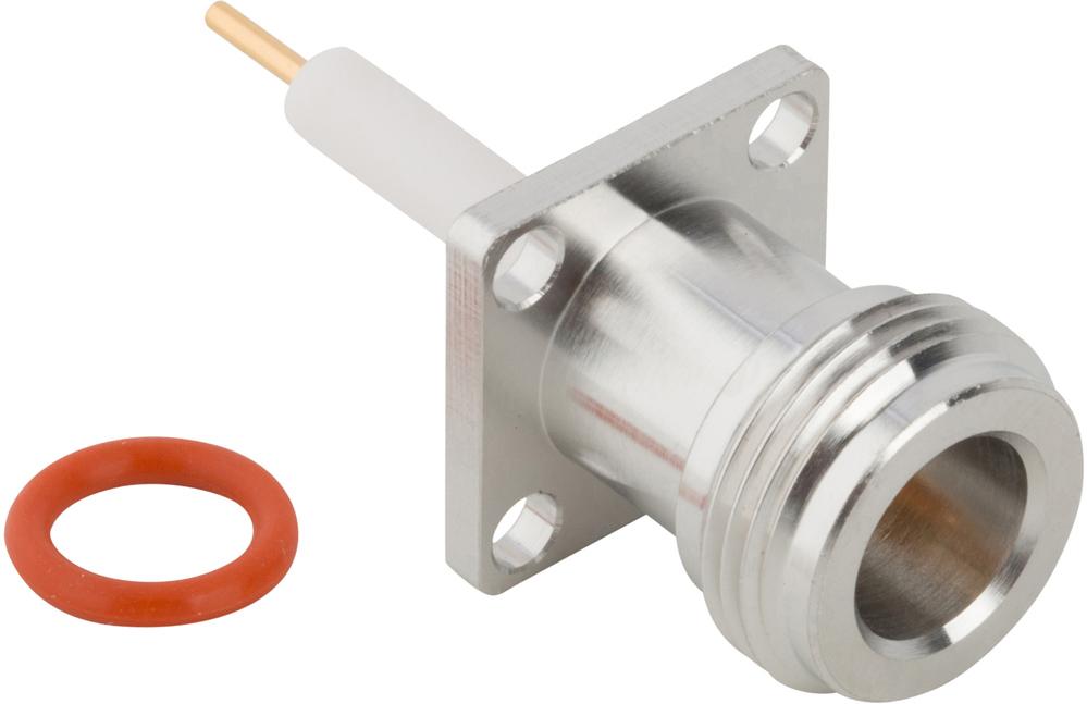 Amphenol RF-172224 RF-Steckverbinder Conn Type N 0Hz to 11GHz 50Ohm Solder ST Flange Mount RCP Gold