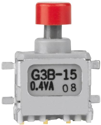 NKK Switches-G3B15AH-R-XC Botón pulsador Switch Push Button ON (ON) SPDT Round Plunger 0.1A 28VAC 28VDC 0.4VA Momentary SMD Gull Wing T/R