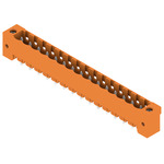Weidmuller-1147550000 Steckverbinderleisten und Leiterplattenbuchsen Connector, male header, Flange, THT solder connection, 5.08 mm, Number of poles 15, 180Deg, Solder pin length (l) 3.2 mm, tinned, orange, Box