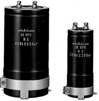 Nichicon-LNX2W822MSEH Capacitor Aluminum Electrolytic Cap Aluminum Lytic 8200uF 450V 20% (76.2 X 220mm) Clamp Mount Screw 20.3A 20000h 85°C Bulk