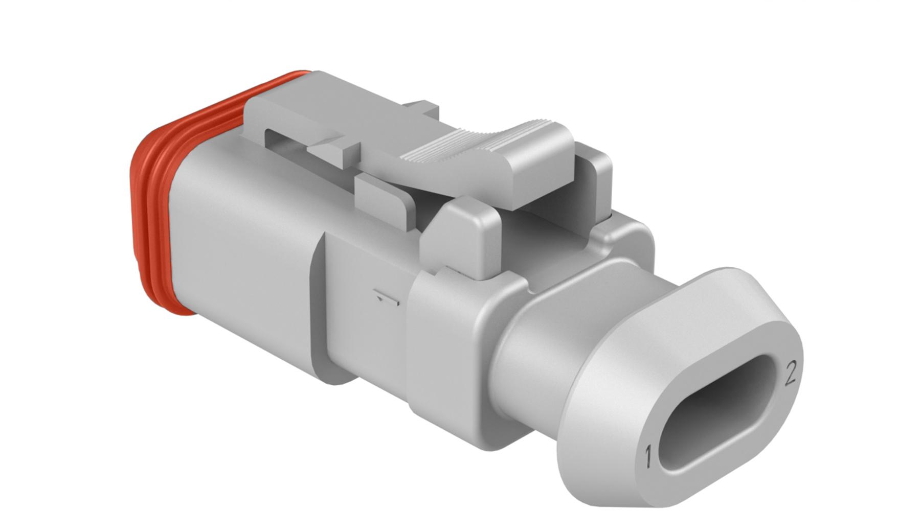 Amphenol-AT06-2S-SB01 Einzeladersteckverbinder, Gehäuse Conn Housing PL 2 POS Crimp ST Cable Mount Gray