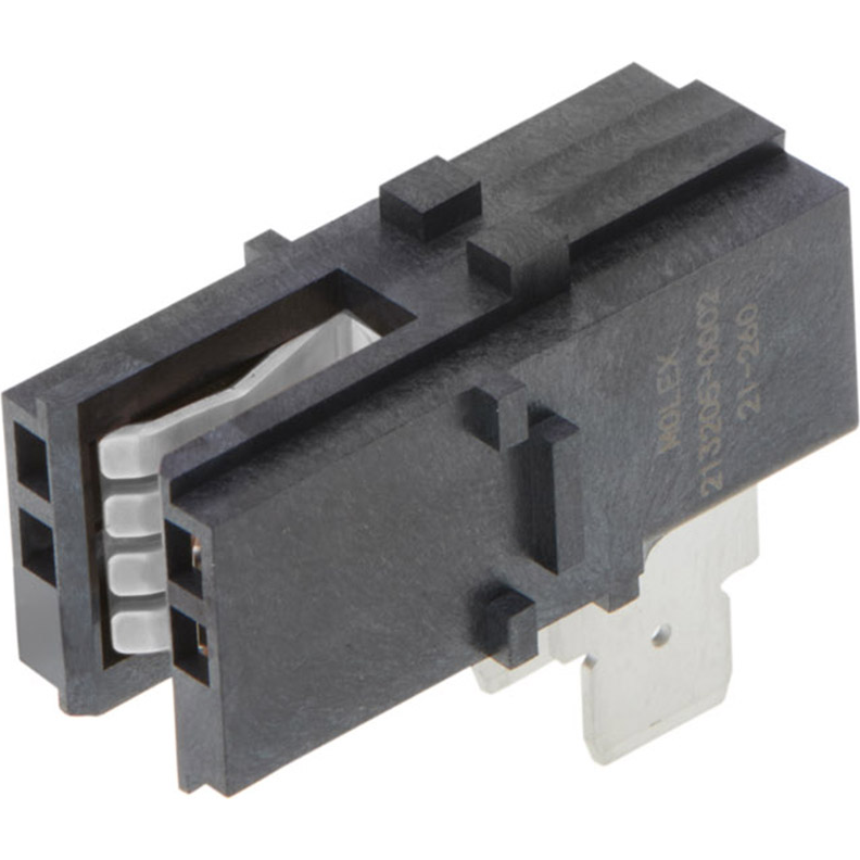 Molex-2132050002 Steckverbinder PowerPlane Busbar Receptacle Assembly, Small Size, Right-Angle, Through-Hole, 3.00mm and 3.18mm Bus Bar Thickness