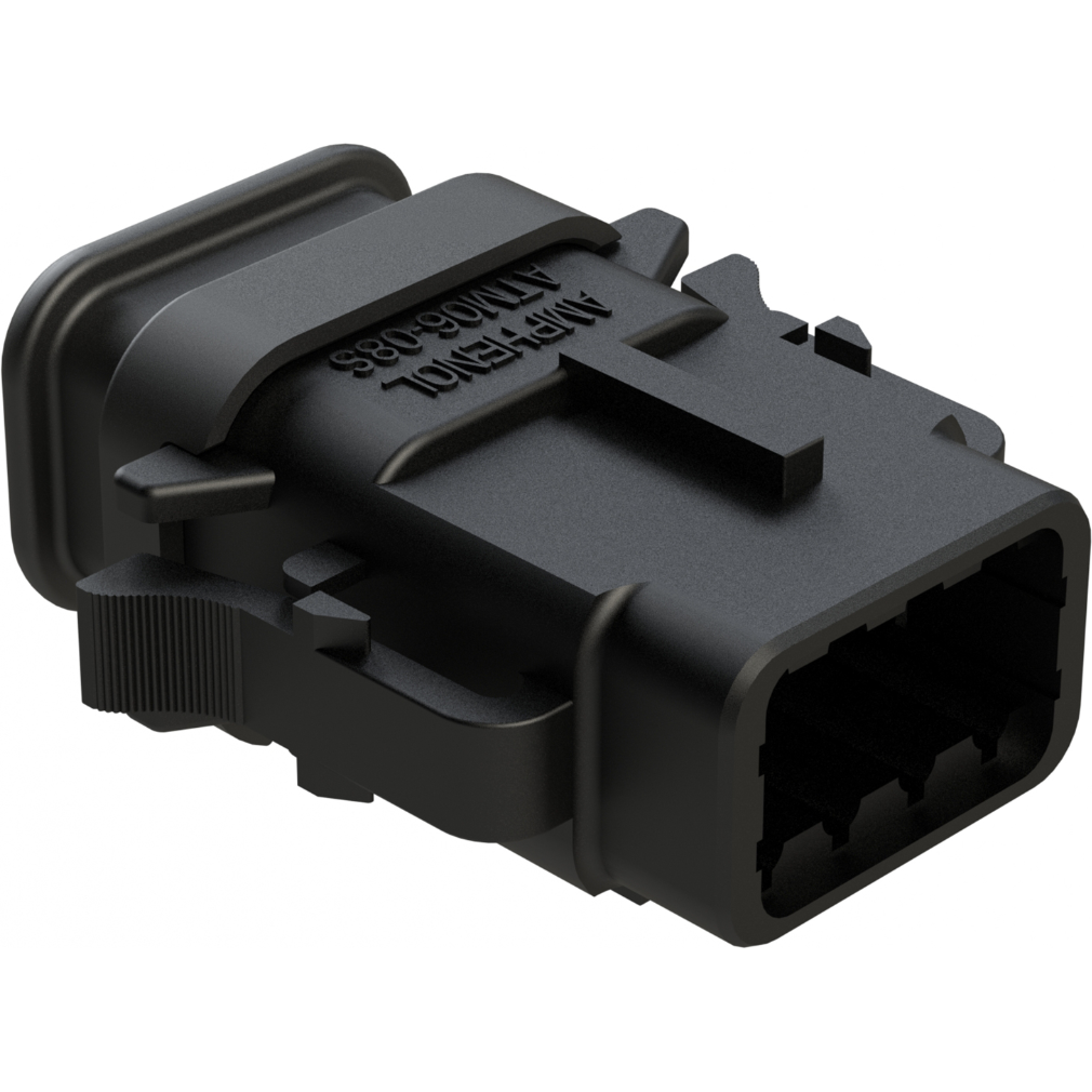 Amphenol-ATM06-08SB-SR1BK Einzeladersteckverbinder, Gehäuse Conn Housing PL 8 POS Crimp ST Cable Mount Black
