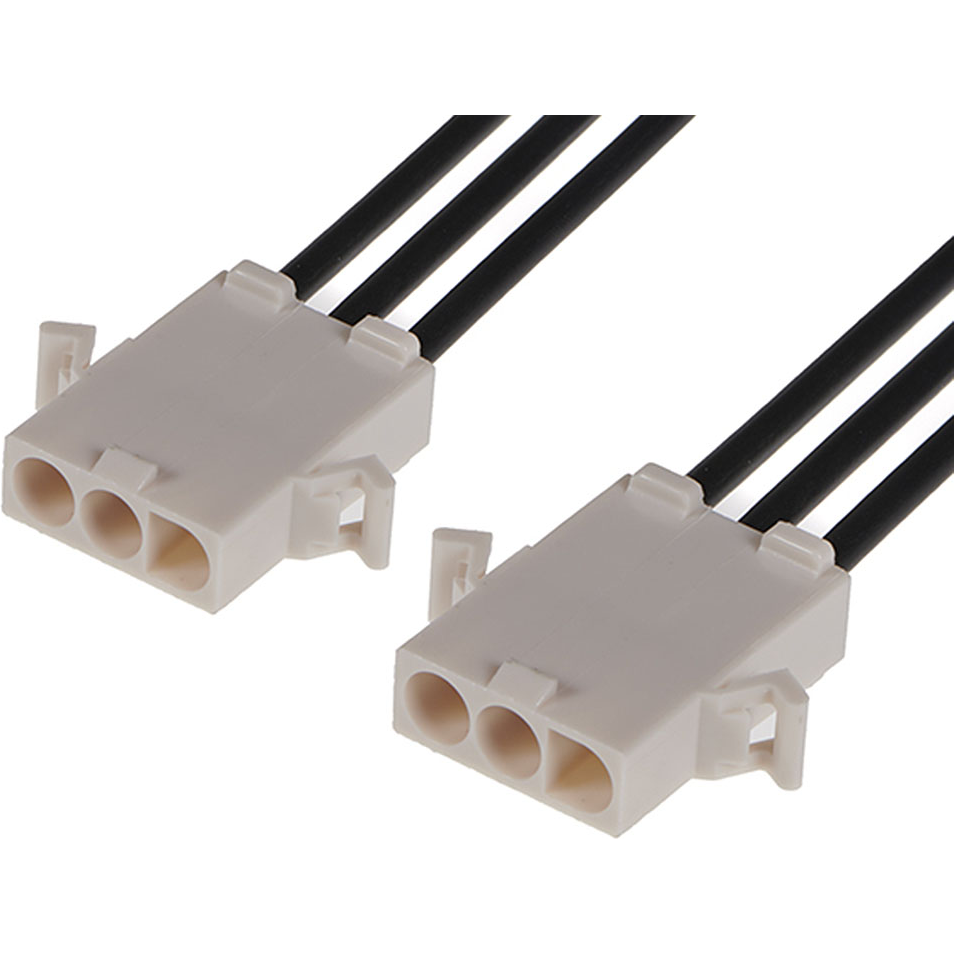 Molex-2162921033 Cable Assembly AC Power Cable Assembly AC Power 0.6m Wire to Board to Wire to Board 3 to 3 POS M-M Crimp-Crimp 14AWG