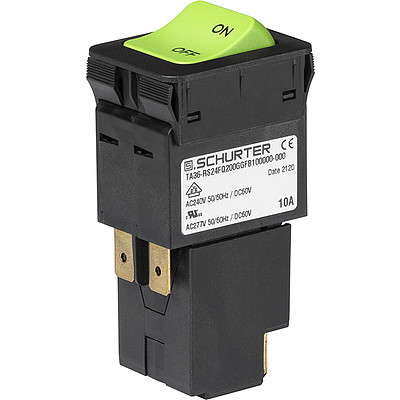 SCHURTER-3-128-233 Circuit Breakers Circuit Breaker for Equipment thermal, Rocker actuation, 1-/2-pole