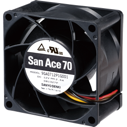 SANYO DENKI-9GA0712P1G001 Gebläse und Lüfter DC Fan Axial Ball Bearing 12V 10.8V to 13.2V 93.6CFM 65dB 70 X 70 X 38mm Low Power Consumption/High Air Flow/High Static Pressure