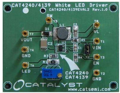 onsemi-CAT4139AGEVB Entwicklungssätze und Werkzeuge CAT4139 LED Driver Evaluation Board