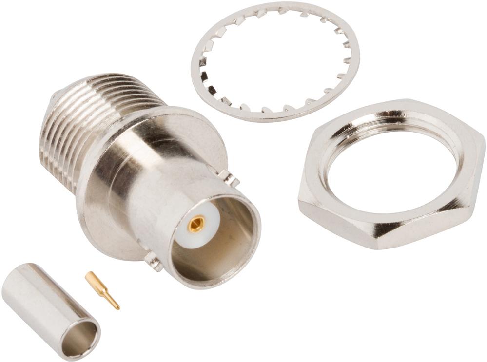 Amphenol RF-112635 RF-Steckverbinder Conn BNC 0Hz to 4GHz 50Ohm Crimp ST Panel Mount F Gold