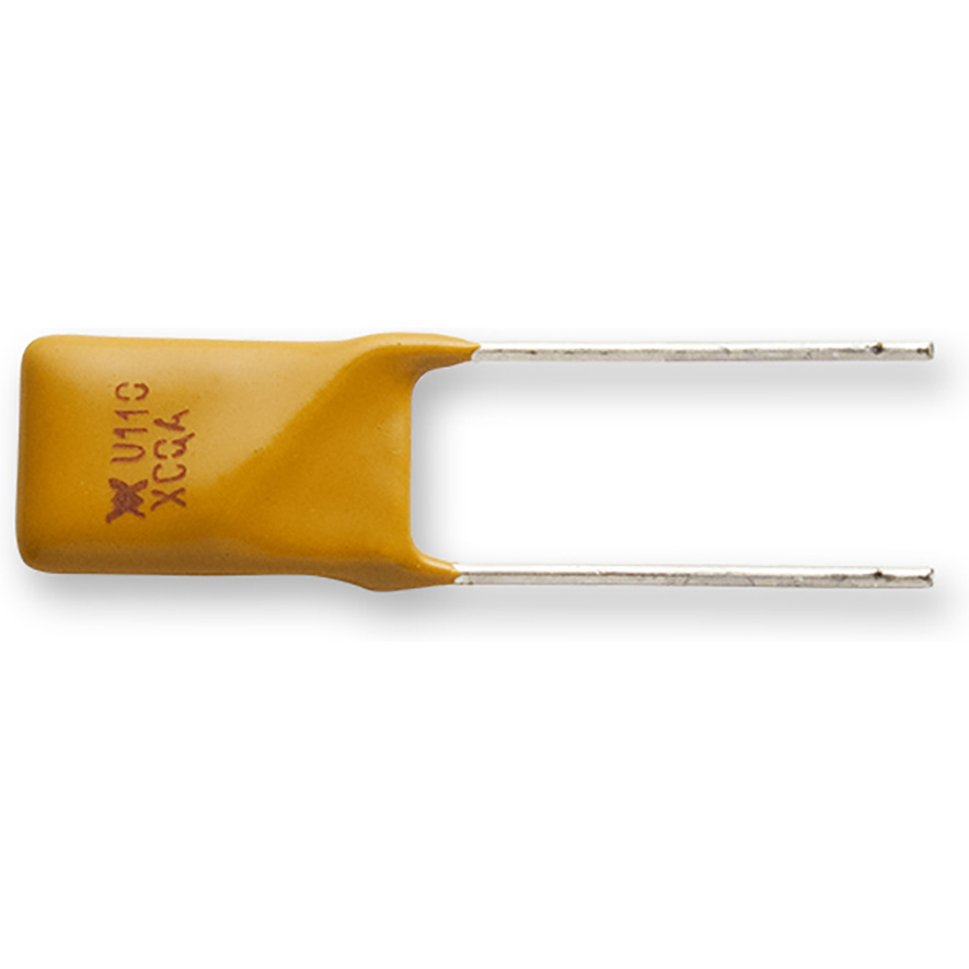 Littelfuse-RUEF110S Fusible PTC réinitialisable PTC Resettable Fuse 1.1A(hold) 2.2A(trip) 30V 100A 0.7W 6.6s 0.07Ohm Radial 7.4 X 3 X 14.2mm Bag