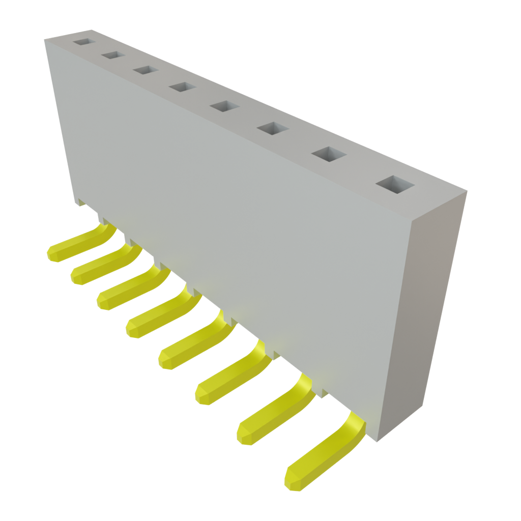Samtec-SSQ-108-02-T-S-RA Connector Headers and PCB Receptacles Conn Socket Strip SKT 8 POS 2.54mm Solder RA Side Entry Thru-Hole Bulk