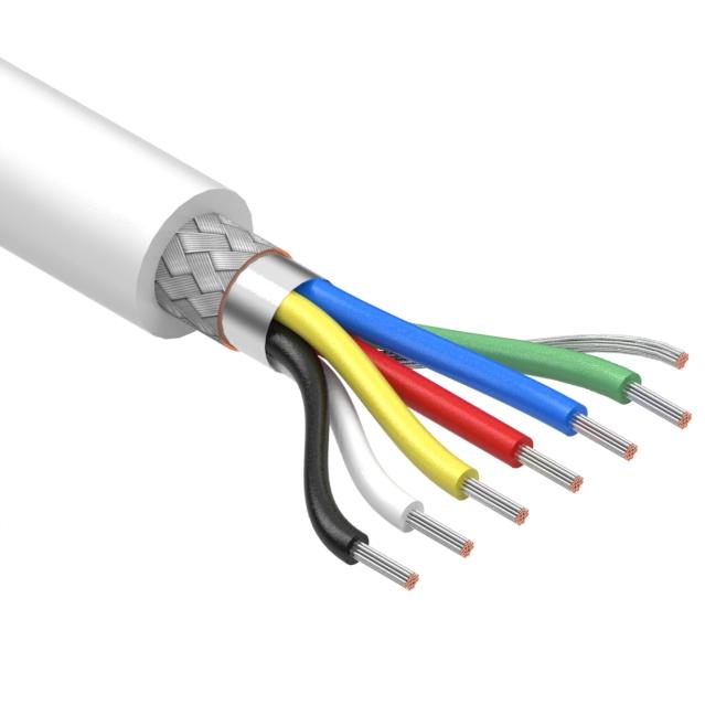Tensility International-30-01060 Cable Multi-Conductor Multi-Conductor Cable Foil/Braid Polyvinyl Chloride 6Conductors 28AWG 5.7mm 300V White Polyvinyl Chloride