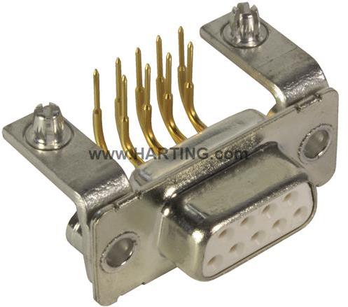 HARTING-09671526801 Raccordement D ultra-miniaturisé Conn D-Sub F 9 POS 1.37mm Solder RA Thru-Hole 9 Terminal 1 Port
