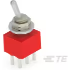 TE Connectivity-1825139-9 Switch Toggle Switch Toggle ON OFF ON DPDT Long Bat Lever PC Pins 5A 250VAC 28VDC PC Mount with Threads Bulk