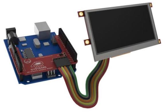 4D Systems-ULCD-43PT-AR TFT 模块 4.3" LCD Pack for Arduino w/Adaptor Shield + Cable