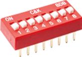 C&K-BDB08 DIP-Schalter Switch DIP OFF ON SPST 8 Raised Slide 0.1A 25VDC PC Pins 1000Cycles 2.54mm Thru-Hole Tube