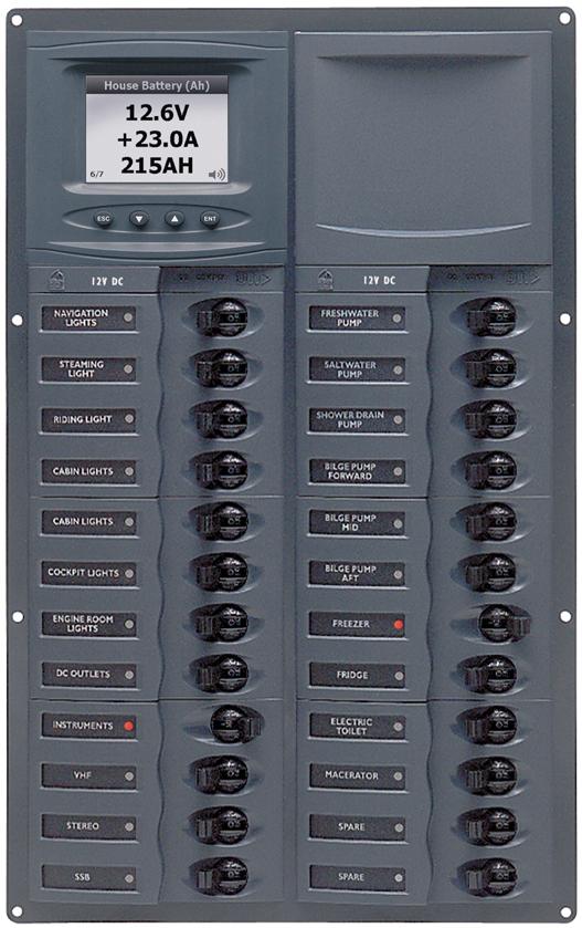 BEP Marine-905V-DCSM Circuit Breakers Panel 24SP DC12V DCSM Vertical