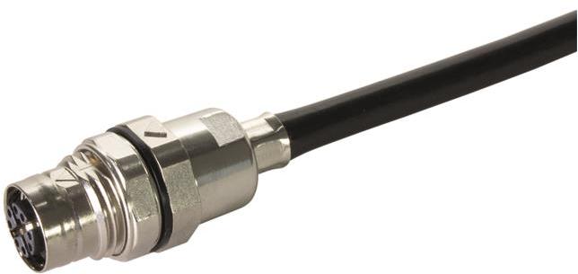 HARTING-21038812827 Steckverbinder, rund M12 Cable connector Panel feed through for rear mounting Female X-coding Crimp termination LCP Contacts 8 Conductor cross-section 0.08 0.25 mm Rated current 0.5 A Zinc die-cast Screw locking PushPull Degree of protection IP65 / IP67 when mated