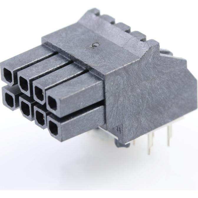 Molex-0447640801 Connector Headers and PCB Receptacles Conn Wire to Board RCP 8Power POS 3mm Solder RA Side Entry Thru-Hole Tray