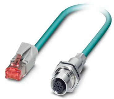 PHOENIX CONTACT-1406085 Assemblage de câble autre Cable Assembly Cat 5e 2m 26AWG M12 to RJ-45 8 to 8 POS F-M