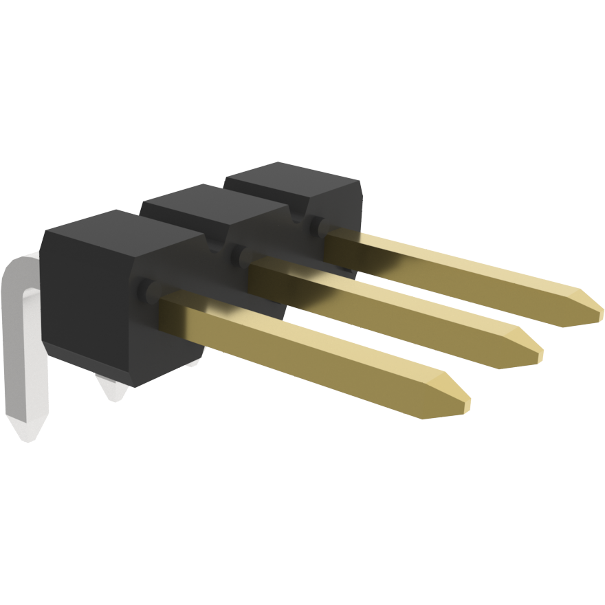 Amphenol Communications Solutions-10082201-405-03LF Cabezales del conector y receptáculos PCB BergStik, Board to Board connector, Unshrouded Right Angle Header, Through Hole, Pin In Paste, Single row , 3 Positions, 2.54mm (0.100in) Pitch