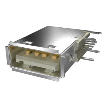 Amphenol Communications Solutions-73725-01A0BLF Connector USB USB 2.0, Input Output Connector, Receptacle, Type A, Up Right, Right Angle, Through Hole, Single Deck, 4 Positions