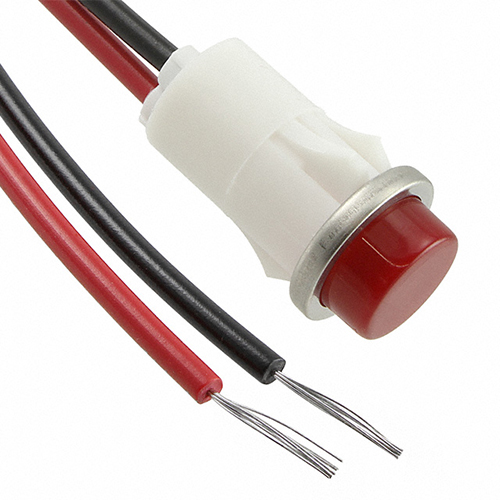 Visual Communications-1050J49 Panel Mount Indicators Panel Mount Indicator Round 0.5" Neon 250V Wire Red