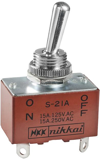 NKK Switches-S21A Switch Toggle Switch Toggle ON None OFF DPST Round Lever Solder Lug 15A 250VAC 30VDC Panel Mount with Threads