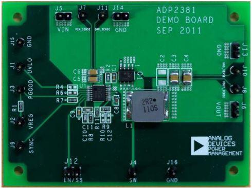 Analog Devices-ADP2380-EVALZ Energiemanagement, Entwicklungsplatinen und -kits ADP2380 DC to DC Converter and Switching Regulator Chip Evaluation Board