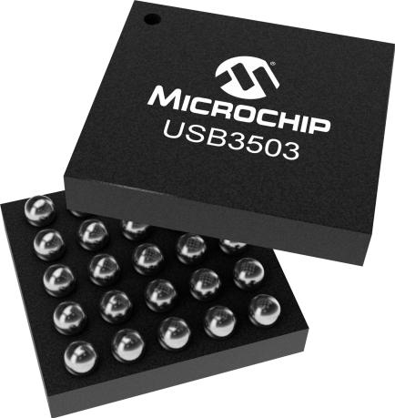 Microchip Technology-USB3503AI-1-GL-TR USB Interface ICs Low Speed/Full Speed/High Speed Hub Controller USB 2.0 3.3V/5V T/R 25-Pin WLCSP