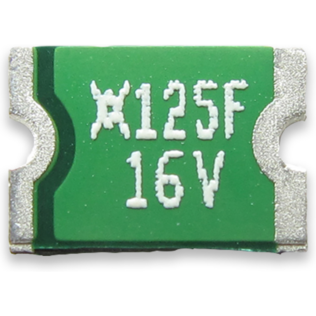 Littelfuse-MINISMDC125F/16-2 Fusible PTC réinitialisable PTC Resettable Fuse 1.25A(hold) 2.5A(trip) 16VDC 100A 0.8W 0.4s 0.05Ohm SMD Solder Pad 1812 T/R