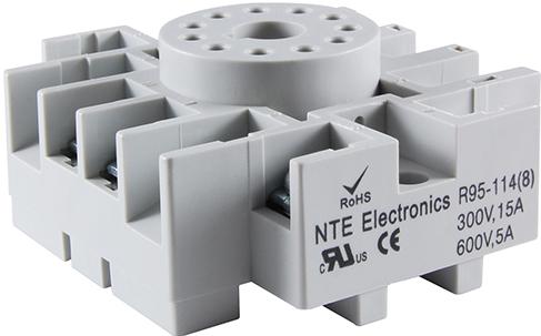 NTE Electronics-R95-114 Relay Sockets Relay Sockets Screw Clamp 10A 300V Panel Mount/Surface Mount