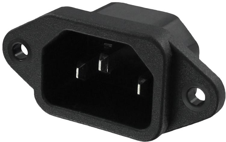 Qualtek Electronics-703W-00/02 Raccordement d'alimentation Conn IEC 60320 C14 Inlet RCP 3 POS ST Panel Mount 3 Terminal 1 Port Bulk
