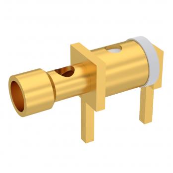 Radiall-R280220027 RF-Steckverbinder Conn Coaxial 0Hz to 3GHz 50Ohm Solder RA Thru-Hole RCP Gold Over Bright Bronze
