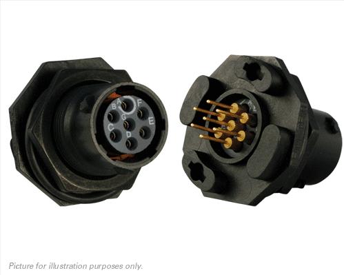 SOURIAU-UTS710D7S32 圆形连接器 Conn Circular SKT 7 POS Solder Cup ST Jam Nut 7 Terminal 1 Port