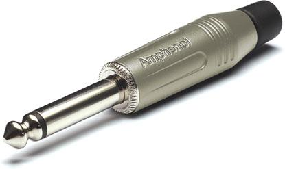 Amphenol-ACPM-GN BULK Steckverbinder für Audio und Video Conn 1/4" Mono Phone Plug PL 2 POS Solder ST Cable Mount 2 Terminal 1 Port