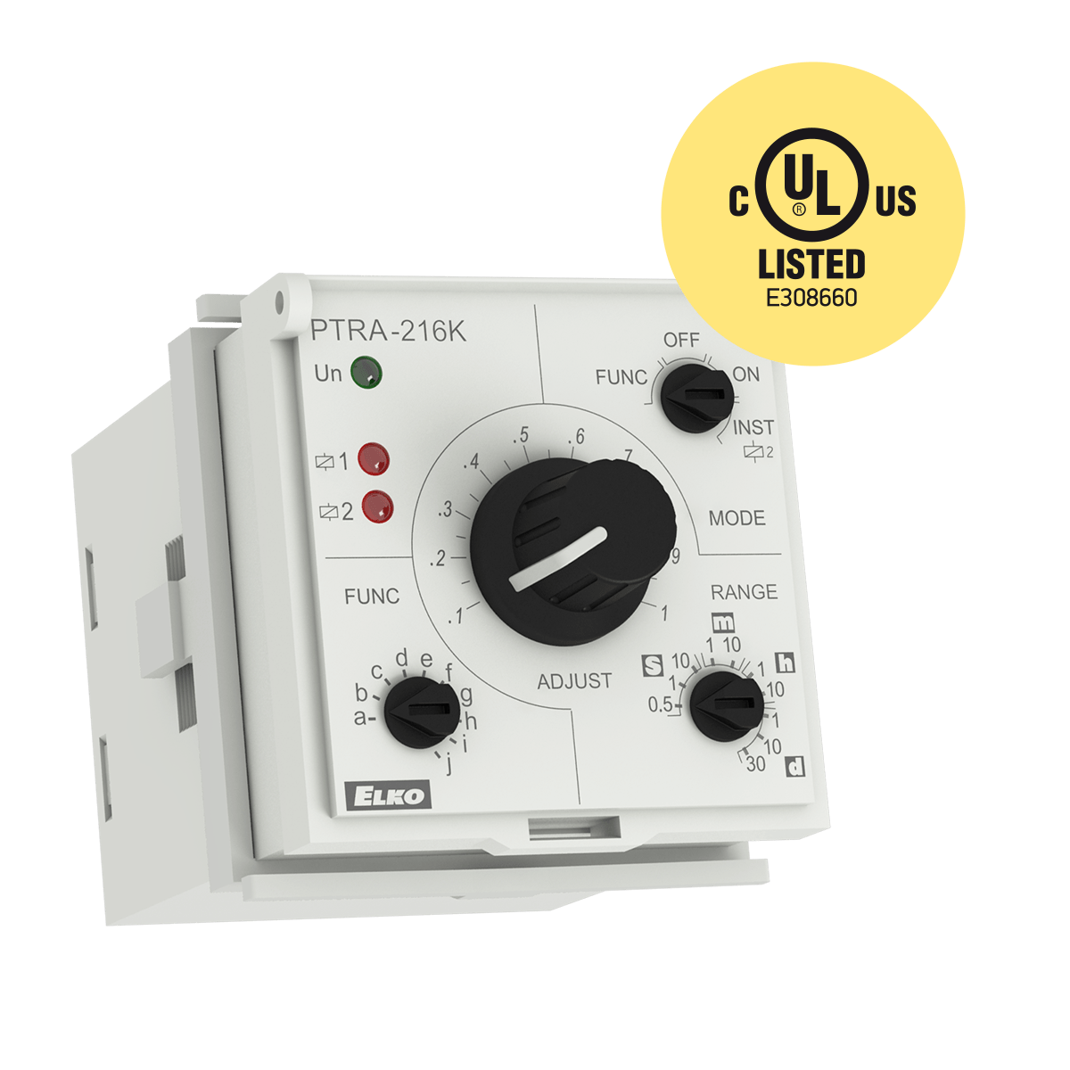 ELKO EP North America-PTRA-216K/UNI Relais temporisé Time Delay Relay 12 to 240VDC 12 to 240VAC 16A 2 x SPDT(48x89x48)mm Socket