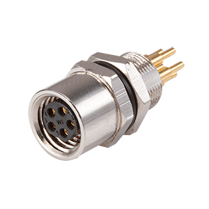 Same Sky (formerly CUI Devices)-CDM803-08A-FP-R805-67 Conector circular 8 Pins, Panel Mount, Pc Pins, Rear Fastened M8 x 0.5, A-Coding, Screw Copper Alloy, IP67, M8 Female Circular Connector Jack