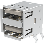 Amphenol Communications Solutions-GSB12221BEU Connector USB Conn USB 2.0 Type A RCP 8 POS 2.5mm/2mm Solder RA Thru-Hole 8 Terminal 2 Port Tray