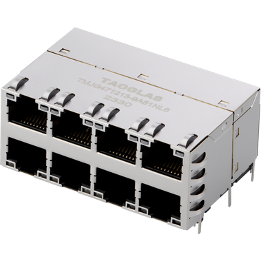 taoglas-TMJG471213-9A51NL6 Steckverbinder, Telefon und Telekommunikation Conn RJ-45 (8)F 64 POS 1.27mm Solder RA Thru-Hole 144 Terminal 8 Port