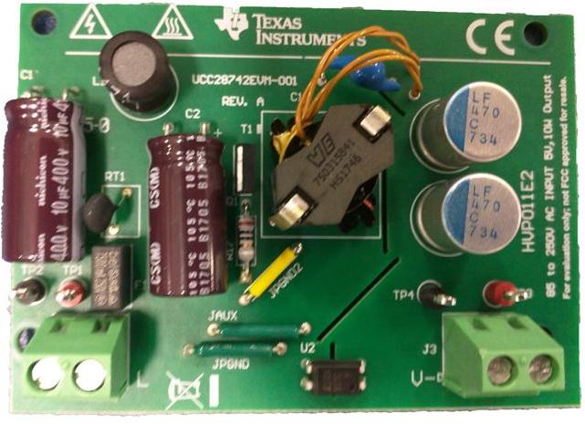 Texas Instruments-UCC28742EVM-001 Energiemanagement, Entwicklungsplatinen und -kits UCC28742 AC to DC Switching Converter 4.75V to 5.25V Output Evaluation Board