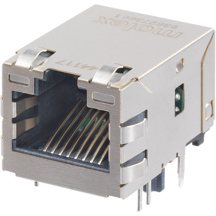 Molex-0936278020 Connector Telephone and Telecom Conn RJ-45 F 8 POS 1.27mm Solder RA Thru-Hole 12 Terminal 1 Port Tray