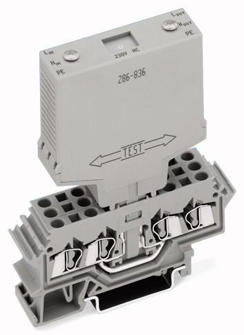 WAGO-286-835 Misceláneos de protección de circuitos Pluggable Module, Single-Stage Suppression for 3-Wire Data No Interruption of Current Flow When Changing Module, 230VAC