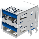 Amphenol Communications Solutions-GSB31123522H5HR Connector USB Conn USB 3.0 Type A RCP 18 POS 2.5mm/2mm Solder RA Thru-Hole 18 Terminal 2 Port Tray
