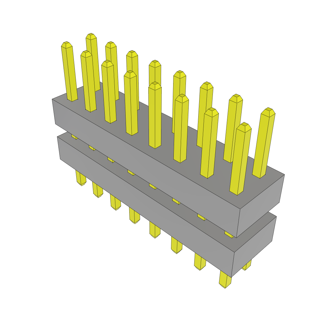 Samtec-TW-08-09-S-D-200-095 Cabezales del conector y receptáculos PCB Conn Board Stacker HDR 16 POS 2mm Solder ST Top Entry Thru-Hole Bulk