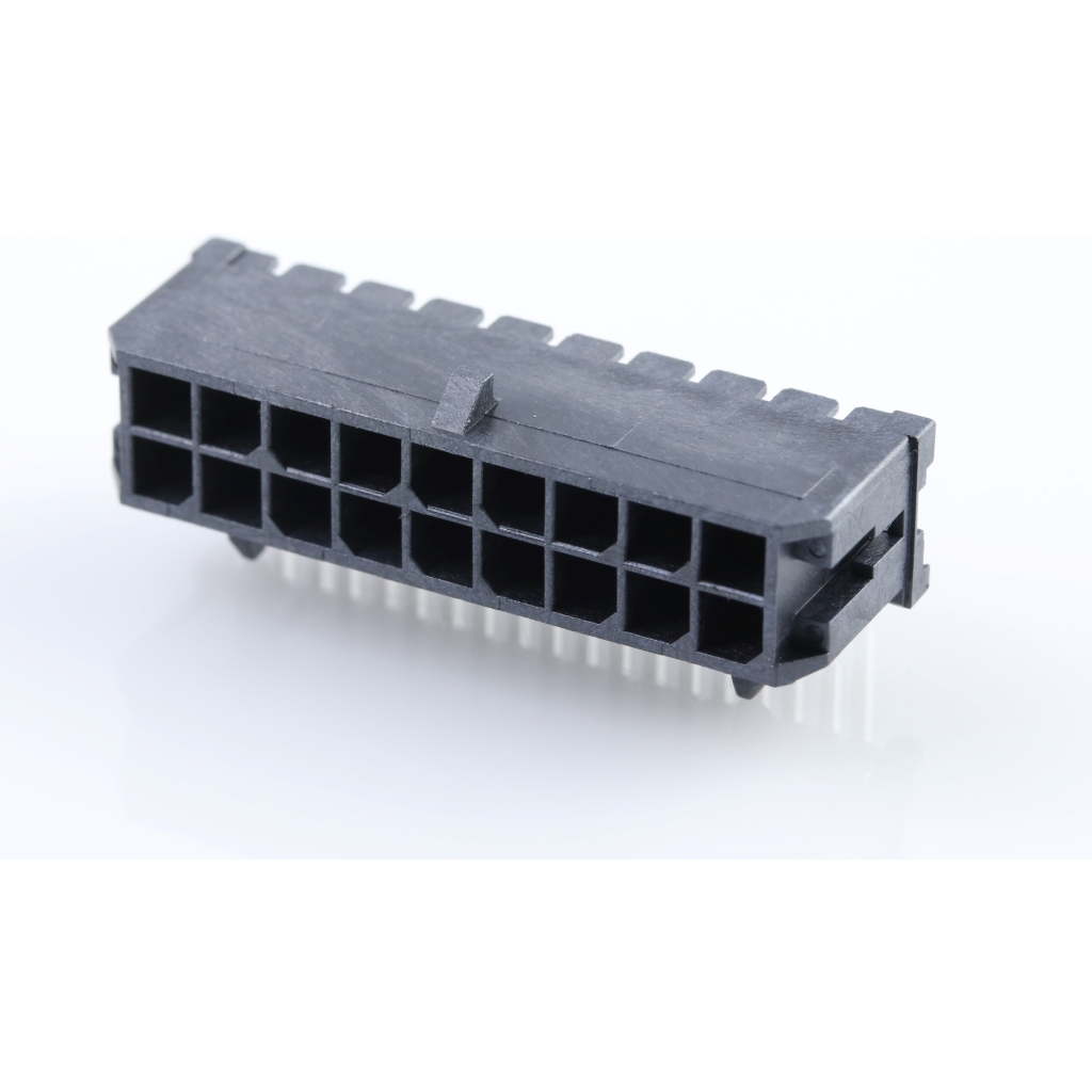 Molex-0430451800 Steckverbinderleisten und Leiterplattenbuchsen Conn Wire to Board HDR 18 POS 3mm Solder RA Side Entry Thru-Hole Micro-Fit 3.0 Tray