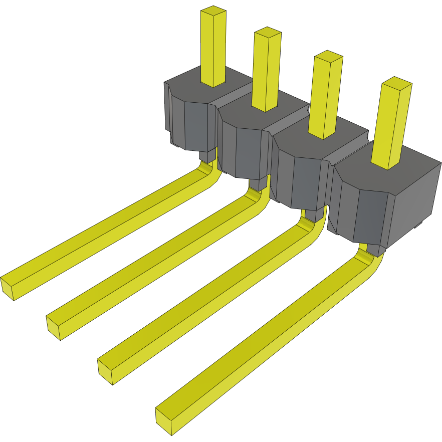 Samtec-MTSW-104-22-G-S-110-RA Cabezales del conector y receptáculos PCB Conn Unshrouded Header HDR 4 POS 2.54mm Solder RA Side Entry Thru-Hole Bulk