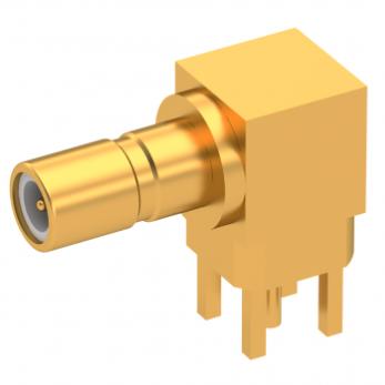 Radiall-7210-1511-019 RF-Steckverbinder Conn SSMB 0Hz to 12.4GHz 50Ohm Solder RA Thru-Hole RCP Gold