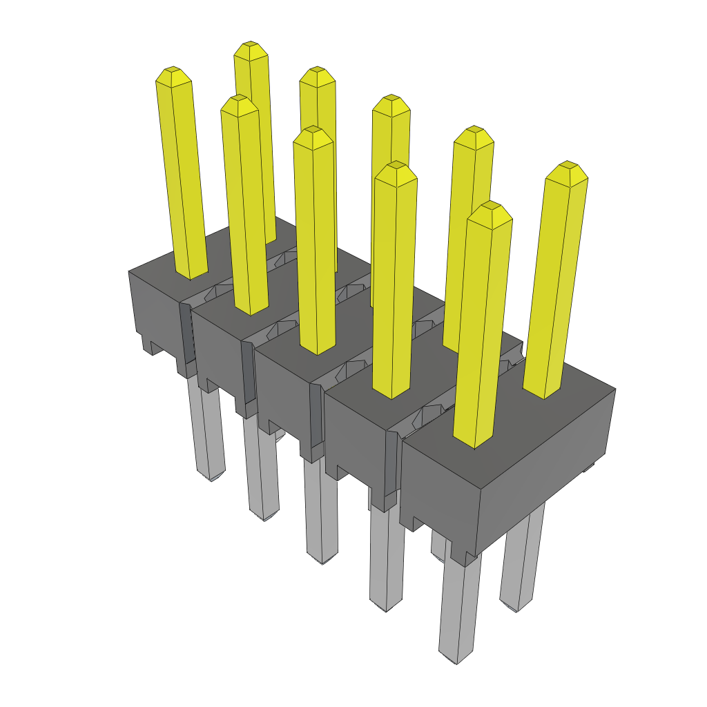 Samtec-HTSW-105-08-STL-D 连接器插头及 PCB 插座 Conn Unshrouded Header HDR 10 POS 2.54mm Solder ST Top Entry Thru-Hole Bulk