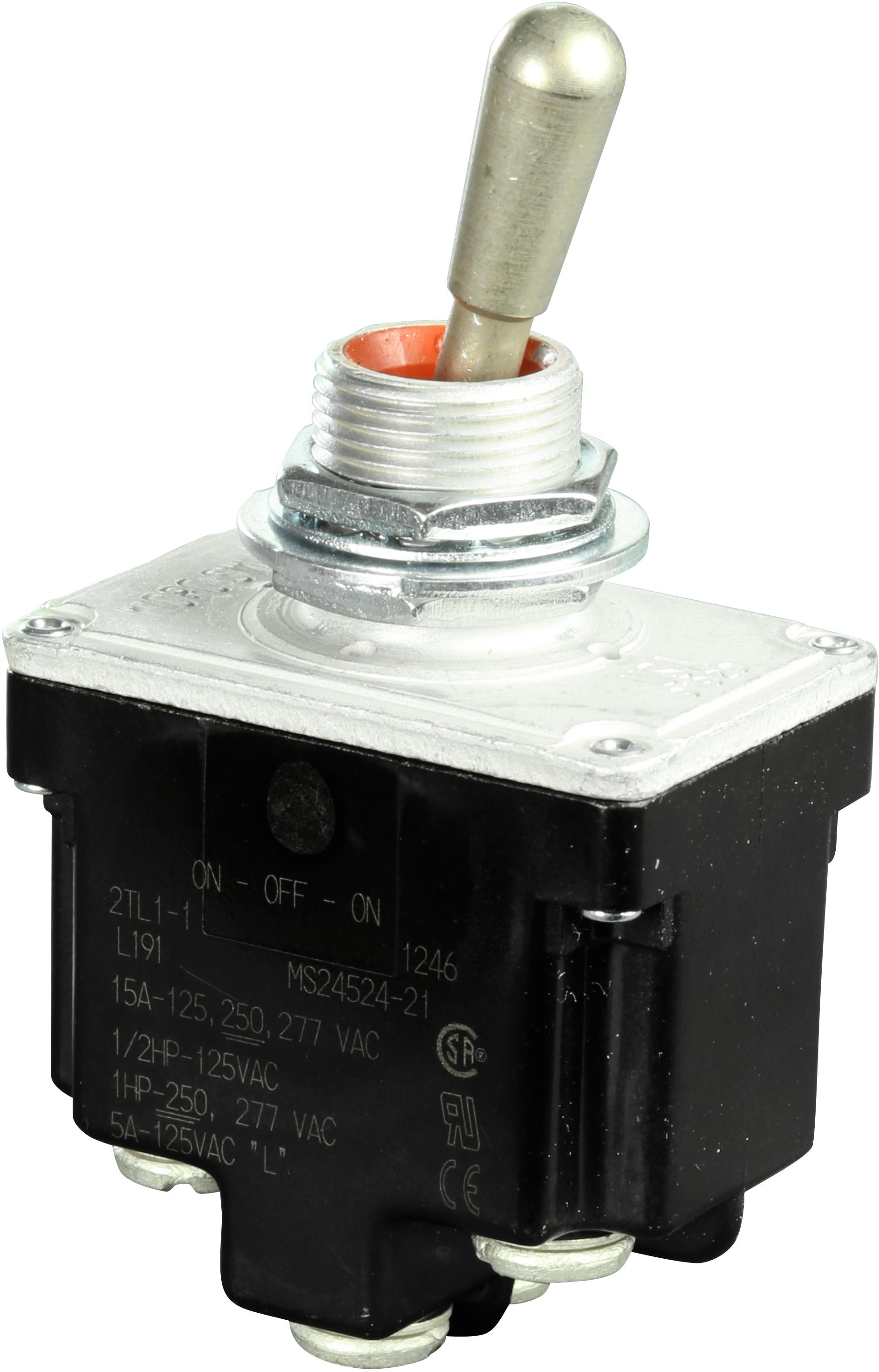 Honeywell-2TL1-1 Interruttore a levetta Switch Toggle ON OFF ON DPDT Round Lever Screw 20A 277VAC 250VDC 745.7VA Panel Mount with Threads