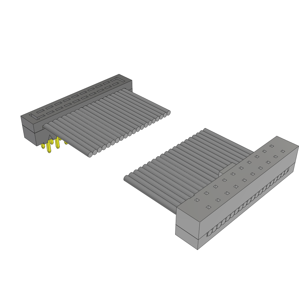 Samtec-TCMD-10-T-11.00-01-F-N-R 扁平/带状电缆组件 Cable Assembly 0.279m 28AWG 1mm 20 to 20 POS IDC Connector to IDC Connector F-M TIGER EYE™ Clamshell
